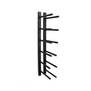 Black metal wall mount 6 bottles wine racks straight single bottle wine pegs with back panel wine shelf